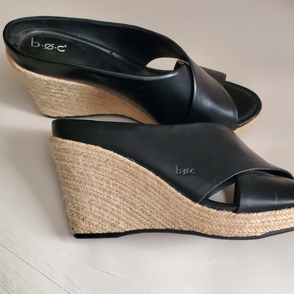 BOC BORN CONCEPT JULITTA WEDGE ESPADRILLE 10M. NWOT BLACK SLIP ON - Picture 2 of 9